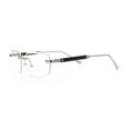 thumbnail image 6 of Rimless Hustler Retro Gangster Rapper Rectangle Luxury Fashion Eyeglasses Silver Black, 6 of 8