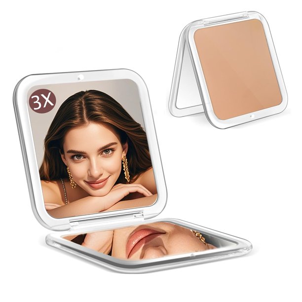 Espejo compacto CYHTSHFZ pequeño con aumento de viaje 3X/1X para mujer
