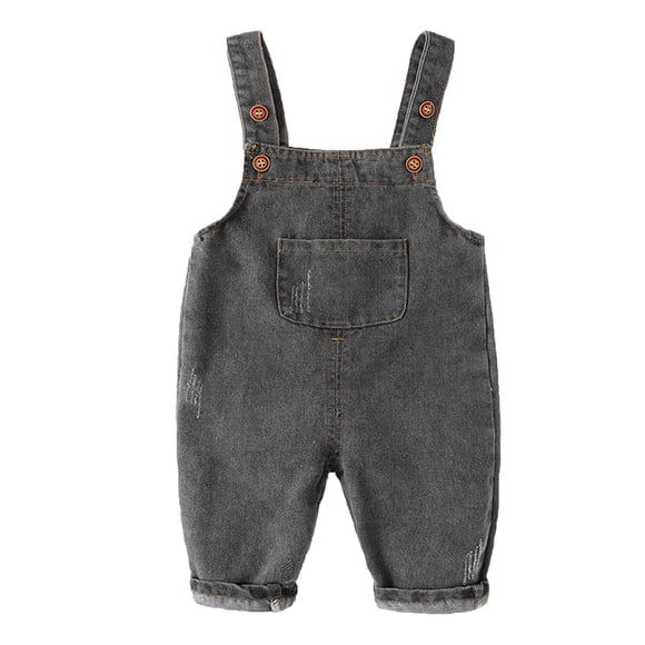 ZHUASHUM Baby Boy'S Pants Relax Fit Straight Leg Solid Color Sweartpants Summer Denim Overalls Trousers Kid Clothes Black 18-24 Months