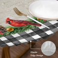 thumbnail image 3 of Grey Plaid Christmas Round Tablecloth, Fitted Table Cover with Elastic for 45"-54" Round Tables, Xmas Snowflake Botanical Poinsettia Table Cloth Outdoor Indoor Dinning Party Waterproof Tablecloths, 3 of 7