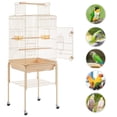 thumbnail image 6 of Alden Design 53.5" Metal Rolling Bird Cage with Play Top Stand, Almond, 6 of 8