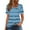 Blue, variant on Ayolanni Womens Clothing Clearance Sale Prime Square Neck Striped Short Sleeve Black T-Shirts Ladies Shirts L