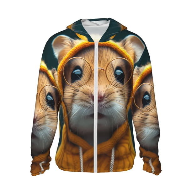 Balery Modern Yellow Sweater Guinea Pig Sudadera ligera de manga larga con capucha y protección solar UPF 50+ para hombre y mujer, ideal para pesca y running-3X-Large