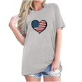 thumbnail image 1 of Camisetas de Manga Corta para las Mujeres Día de la Independencia Impresión Básica Camiseta de Verano, Cuello Redondo Casual Camiseta Blusa, 1 of 4