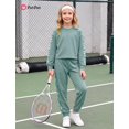 thumbnail image 4 of PatPat Kids Clothing 2 Piece Outfit Set Long Sleeve Top Pants Floral Side Print Green 7-8Y, 4 of 13