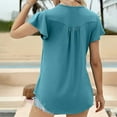 thumbnail image 6 of Ltctricy Women's Tunic Tops Crew Neck Half Button Pleated Short Sleeve Babydoll T Shirts Loose Casual Tee Blouses, 6 of 7