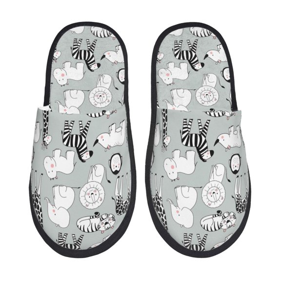 Yiaed African Animals Print Unisex House Slippers, Slip on Warm Shoes Indoor Outdoor with Anti-slip sole-Medium