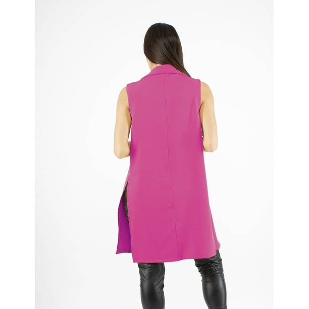 Maxi chaleco con abertura color Fucsia AMAD Casual para mujer