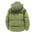 thumbnail image 5 of LTTVQM Men's Puffer Jacket Thickened Winter Coat Warm Stand Collar Color Block Zip Up Hooded Jacket Ski Puffer Coat Green M, 5 of 5