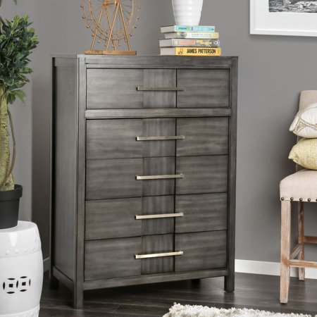 Furniture Of America Tass Contemporary Solid Wood 5 Drawer Chest