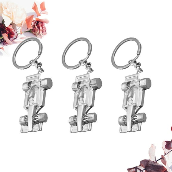 Worgeous 3pcs Stylish Racing Car Keychains Trendy Key Holders Unique Key Rings Perfect Gift for Men and Women (Silver)
