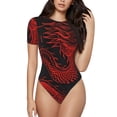 thumbnail image 1 of Fotbe Red Dragon On Black Body de Mujer con Cuello Redondo y Mangas Cortas, Sin Mangas Ajustado, Suave, Cómodo y Básico-Medium, 1 of 7