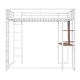 thumbnail image 6 of Harper & Bright Designs Twin Metal Loft Bed with 2 Shelves and one Desk, White, 6 of 12