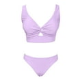 thumbnail image 4 of Sngxgn Bikini Set for Women Bathing Suit High Waisted V Neck Two Pieces Swimsuit(Purple,M), 4 of 5