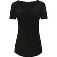 thumbnail image 3 of Plus-Size Women's Short-Sleeved Sexy V-Neck Casual Loose Solid Color top, 3 of 6