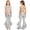 Silver, variant on Girl's Sequin Dance Outfit Sparkly Hip Hop Jazz Dance Clothes Crop Top with Flared Pants Cheerleading Uniform Hot Pink 6