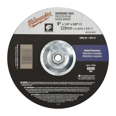 UPC: 0045242219179 | Milwaukee-49-94-9025 9 x 1/4 x 5/8 – 11 Grinding Disc