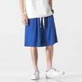 thumbnail image 3 of Aayomet Men Shorts Casual Elastic Waist Drawstring Summer Beach Shorts (Blue, L), 3 of 5
