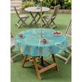 thumbnail image 4 of Outdoor Tablecloth with Umbrella Hole for Patio/Picnic/Party/Camping, Ocean Conch Shell Waterproof Table Cloth Round Cover Washable, Coastal Seahorse Coral Bows Vintage Blue (Dia 54"), 4 of 9