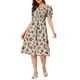 thumbnail image 2 of Vestido Midi Floral con Cuello Cuadrado y Mangas Cortas Abullonadas INSPIRE CHIC para Mujeres Primavera Verano Verde XL, 2 of 7
