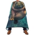 thumbnail image 2 of JSTEL Hippo Animal Waterproof Barber Cape for Men Women Beard Shaving Bib Apron Professional Hair Cutting Cloth, 65 x 55 inch, 2 of 6