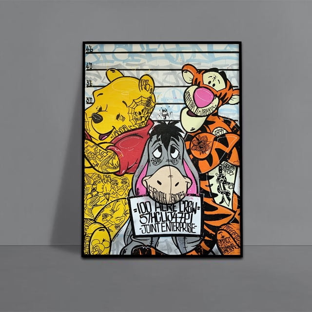 Disney Cartoon Character Graffiti Poster Mural Decoration Anime Figure Canvas Painting Tigger Mickey Mouse Donald Duck Wall Art20X30cm Unframed Gao Jinjia LED
