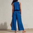 thumbnail image 4 of LEKWK Linen Sets for Women 2 Piece Sleeveless Ruffle Tank Tops and Flowy Wide Leg Pants with Pockets Summer Fashion Boho Beach Travel Sets, 4 of 5