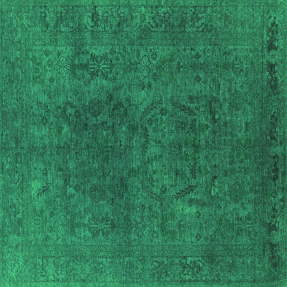 Ahgly Company Indoor Square Oriental Green Industrial Area Rugs, 4' Square