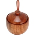 thumbnail image 2 of Tarro de madera para especias, azucarero, sal, pimienta, caja de condimentos con cuchara y tapa, herramienta de cocina, tapa de tarro, cuchara, azúcar, salsa de sal, estilo retro japonés ER, 2 of 5