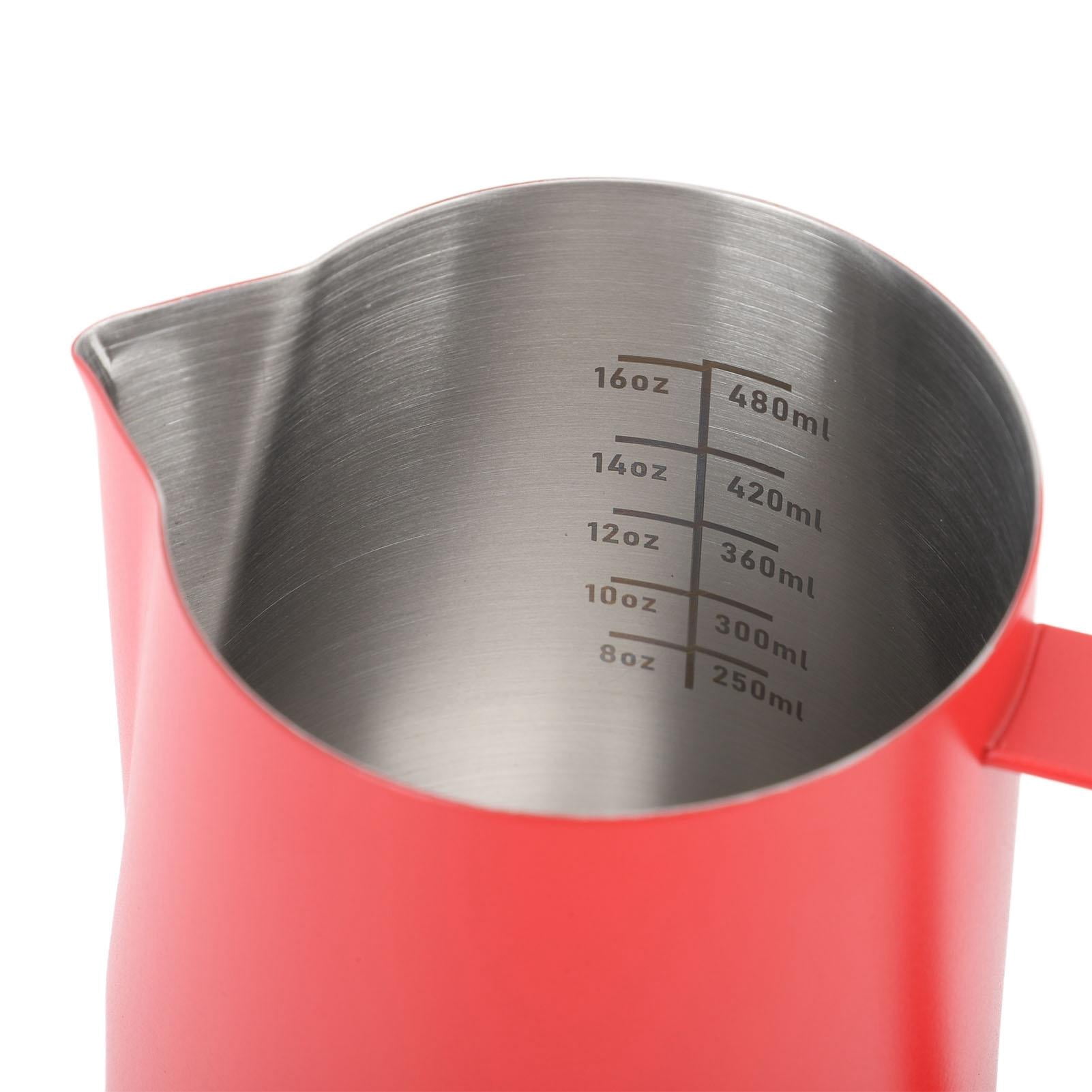 LAZIOEGR 600 ML Stainless Steel Coffee Frother & Latte Art Pitcher with Inner Scale and Pointed Mouth