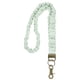 thumbnail image 1 of Lanyard de scrunchie para profesores, lanyards elásticos para profesores, soporte de identificación retráctil con clips para mujeres, cuadros verdes claros y blancos, 1 of 7
