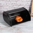 thumbnail image 4 of Counter Bread Box, Stainless Steel Bread Box Rack Bread Storage Box Container with Roll Up Lid for Kitchen Storage Organizer(Black), 4 of 8