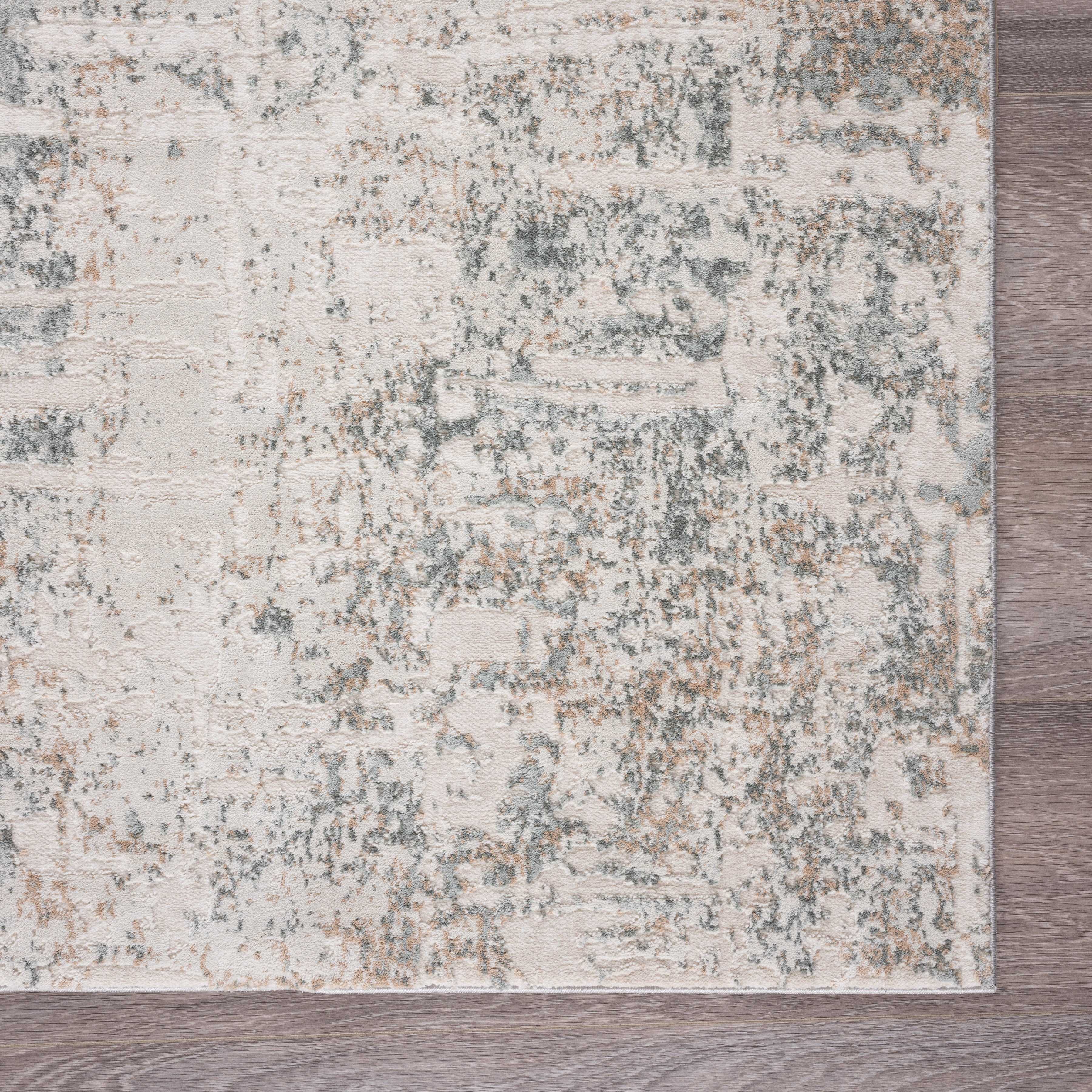 LR Home Martha Denie Gray/Taupe Contemporary Abstract Polyester Area Rug, 1'10" x 3'