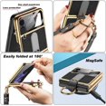 thumbnail image 2 of Case Compatible With Samsung Galaxy Z Flip 3 5g With Ring Strap, Hard Leather Protector, 2 of 5