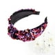 thumbnail image 3 of EeaseMX Diadema de doble capa con lentejuelas y nudo cruzado para mujer (lentejuelas moradas), 3 of 7