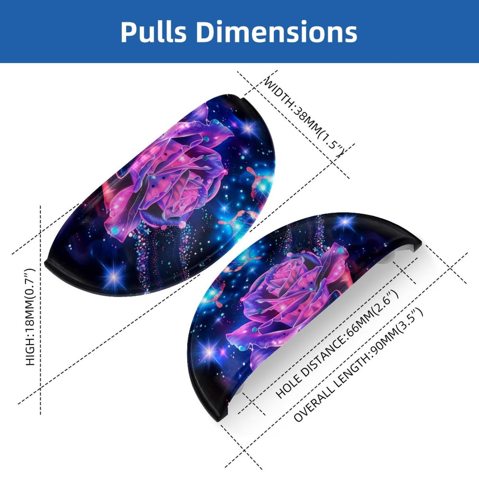 PhooArto 6 Pcs Cup Drawer Pulls, Neon Rose Glowing Stars Butterfly Shell Shape Handles Cabinet Knobs for Dresser Cupboard Closet Wardrobe with Screws