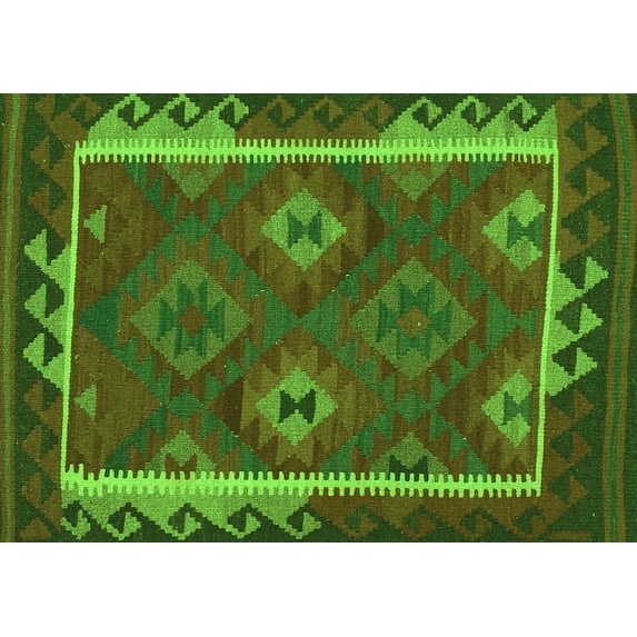 Ahgly Company Indoor Rectangle Oriental Green Traditional Area Rugs, 5' x 8'