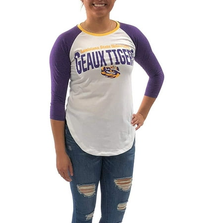 LSU Louisiana State EAUX Tigers Juniors 3/4 Sleeve; Pullover University Apparel Clothing