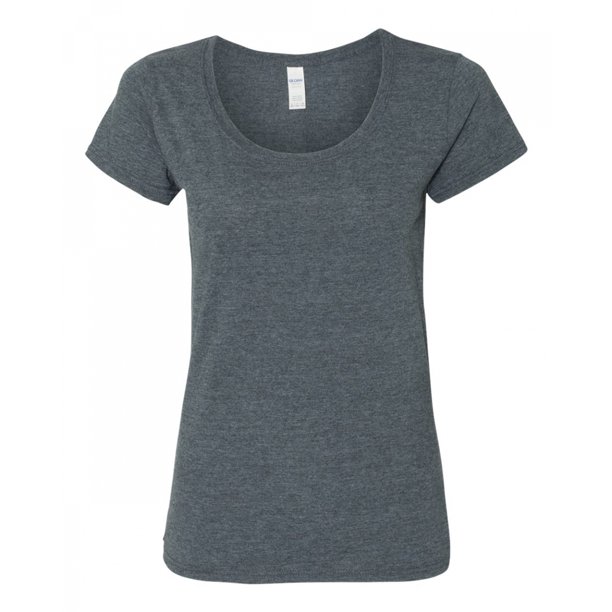 Gildan - Camiseta de manga corta con cuello redondo para mujer (Gris oscuro)