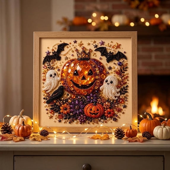 Halloween Ghost Pearl Art Kit, Gothic Bead Art with Faceted Resin Beads for DIY Craft, Home Wall Decor, and Holiday Gift