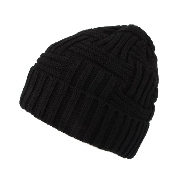 WITHMOONS Fleece Lined Knit Beanie Winter Hat Slouchy Watch Cap HZ50031 (Black)