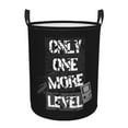 thumbnail image 1 of LNWH Laundry Basket, Game Mode Motto Retro Black Print Pattern Foldable Laundry Hamper With Handles Waterproof, Small, 1 of 8