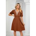 thumbnail image 4 of Purcoar Women's Summer Dress Short Sleeve V-Neck Midi Dress With Pocket, 4 of 8