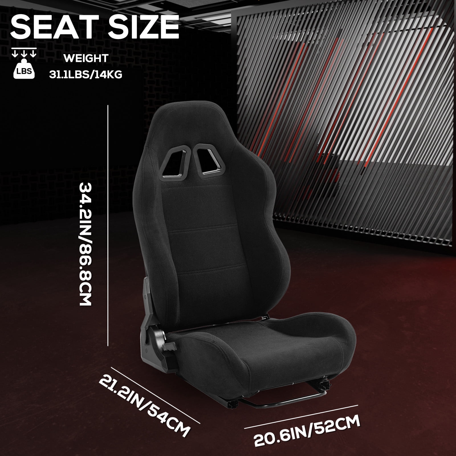 Supllueer Adjustable Gaming Racing Black Seat with Double Locking Slides Fit Most Racing Simulator Cockpit Wheel Stands