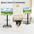thumbnail image 5 of Rolling TV Stand with Power Outlets, Swivel Portable TV Stand for 32-75 Inch LCD LED OLED Flat/Curved Panel Screen TVs, Height Adjustable&Wood Base, Mobile TV Cart with Shelf, Up to 120 Lbs, Black, 5 of 9