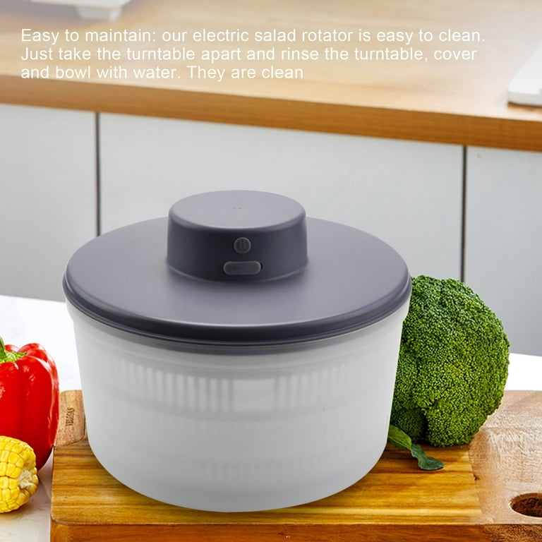 Electric Salad Spinner-Lettuce Vegetable Dryer, USB Rechargeable, Quick Drying Lettuce Fruit Spinner Material Bowl, Size: 20, Gray