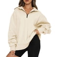 thumbnail image 2 of Chandail à Demi-Glissière Surdimensionné pour Femmes, Chandail à Manches Longues, Chandail à Capuchon à Quart de Glissière, Chandail pour Adolescentes, Blouse d'Automne, Vêtements, Chandail à Manches Longues, 2 of 4