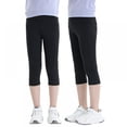 thumbnail image 4 of 2 Packs Little Girls Summer Solid Leggings Capris 3/4 Pants with Pockets, SILVERCELL Big Girl Sports Dance Shorts Capris Leggging, 4-13 Years, 4 of 8