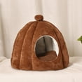 thumbnail image 2 of Semi-Enclosed Pet Bed 15x13in Detachable Washable Flannel Kennel Mat For Cats Small Animals Soft Support Base Brown, 2 of 6