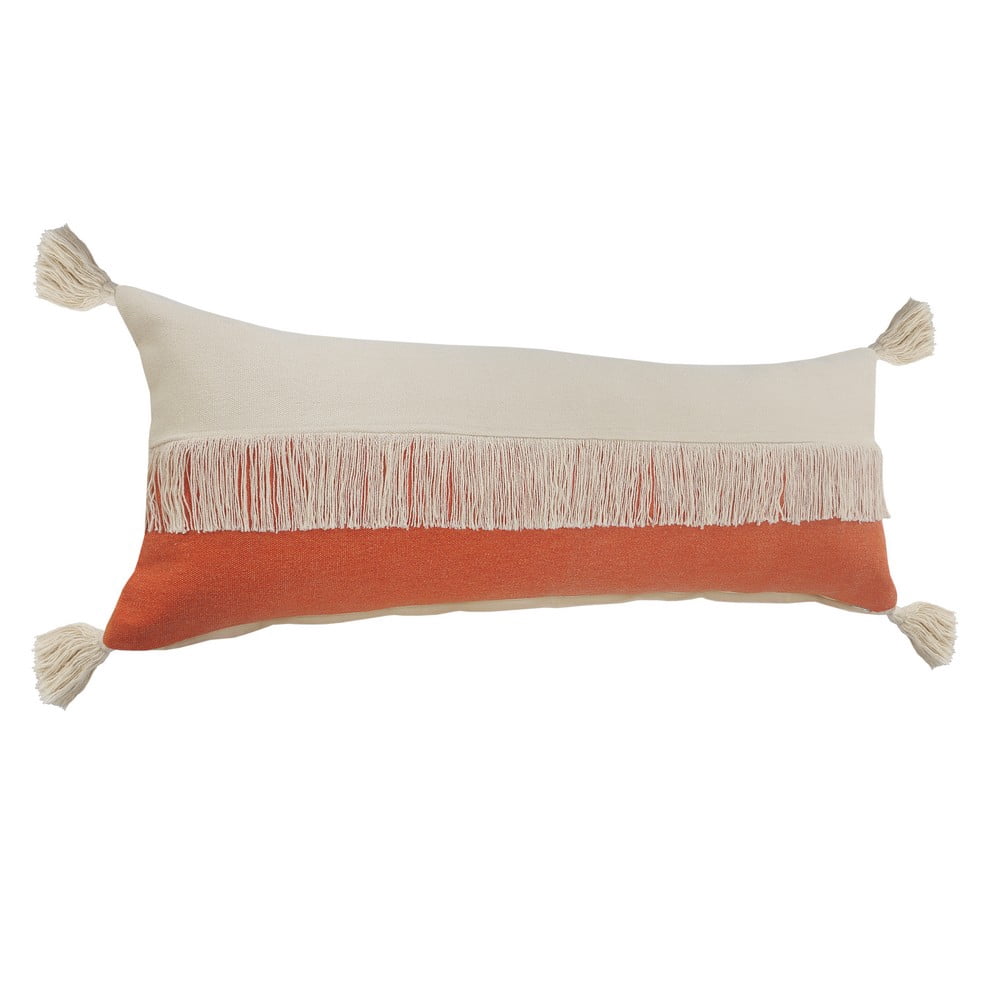 Ox Bay 14" x 36" Orange/ White Color Block Organic Cotton Pillow Cover